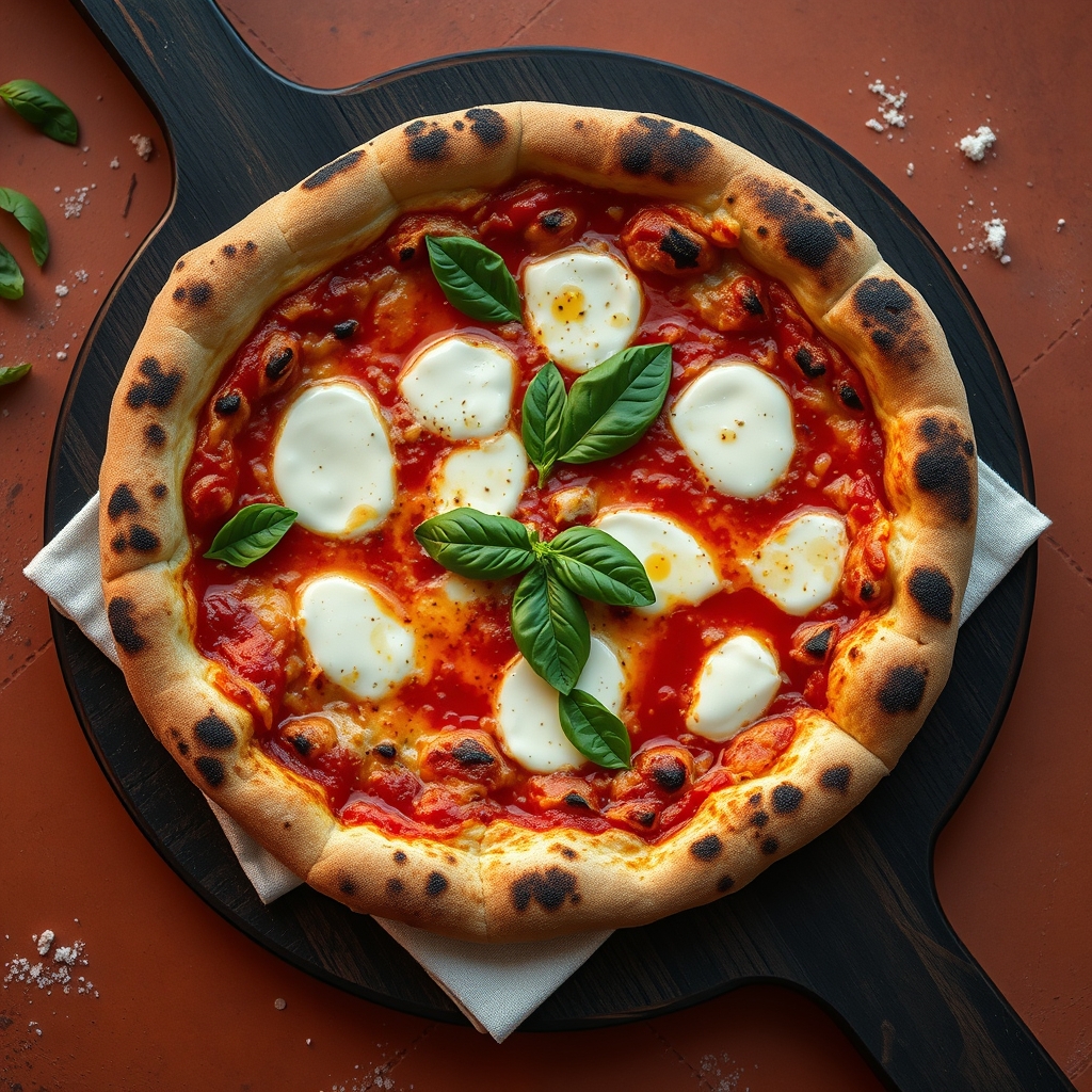 A perfect margherita pizza fresh from the oven